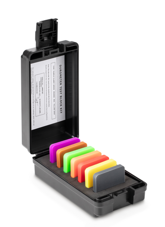 KERN® Hardness test block AHBA-01 7 hardness comparison plates for Shore A, tolerance up to ± 2 HA