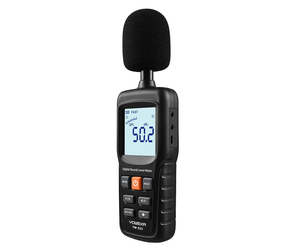 SM532X Digital Sound Level Meter Measuring Range: Measuring Range: 30~130dBA; 35~130dBC