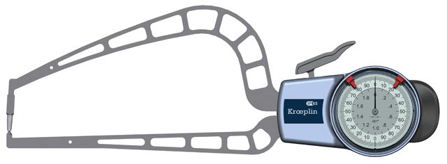 Kroeplin External Dial Caliper Gauge D9R50, 0-2" Grad .001" Wall thickness ( Mitutoyo Equivalent 209-917)