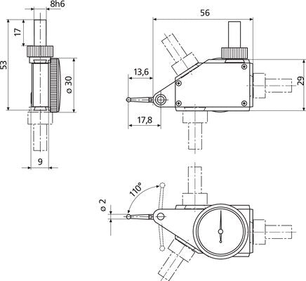 MarTest 800H Lever-Type DTI 4303200 Measuring range mm ± 0.4mm x .01mm