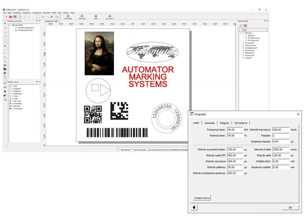 Automator EOS – Class 1 Safety Laser System with mechanical shutter, Loading area : 440x500 mm