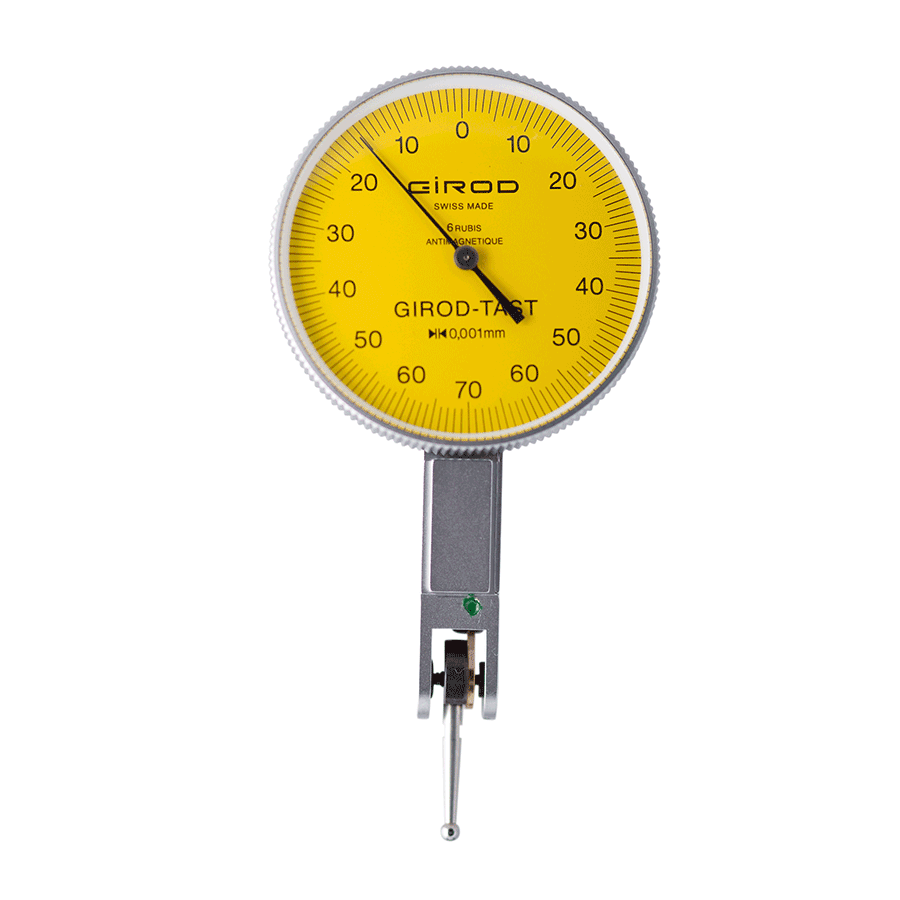 Girod GT 1456 R Lever Dial Indicator Horizontal Type, Graduation 0.001mm, Range 0.14mm, Stylus Length 12mm, Bezel Diameter 37mmGT 2453 R Lever Dial Indicator Horizontal Type, Graduation 0.002mm, Range 0.4mm, Stylus Length 12mm, Bezel Diameter 37mm