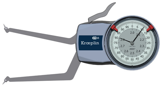 Kroeplin H7G50 mechanical internal measuring gauge Measuring range 2-2.8" Grad .0005" Measuring depth L max.: 3.3"