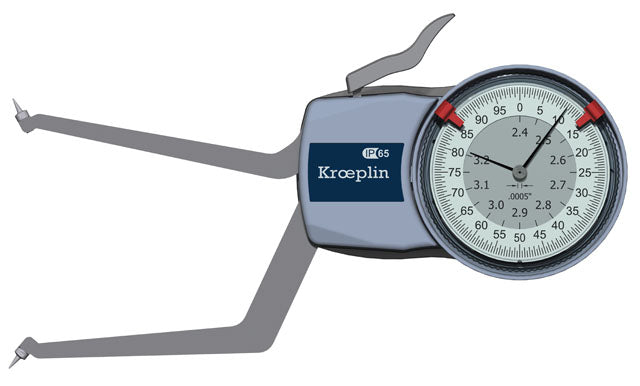 Kroeplin H7G60 mechanical internal measuring gauge Measuring range 2.4-3.2" Grad .0005" Measuring depth L max.: 3.3"