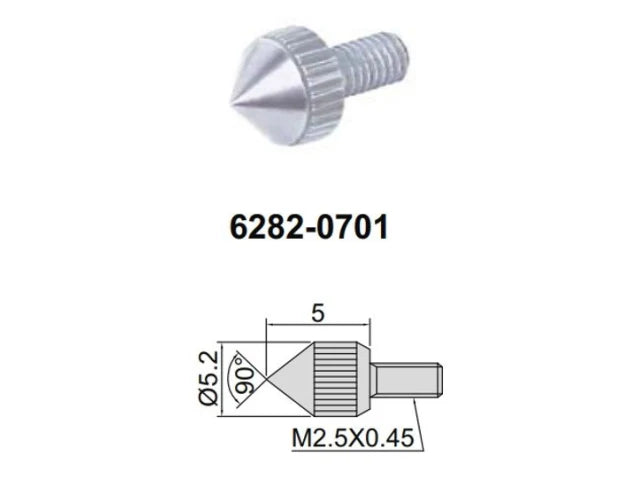 Conical Contact Point INSIZE 5mm (6282-0701) M2.5 x .45mm, 90 deg tip angle