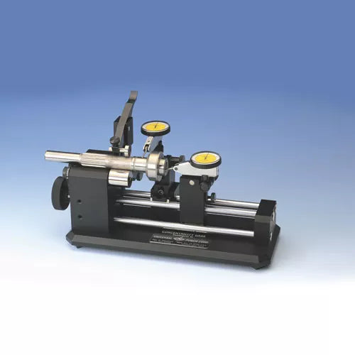 Universal Punch Concentricity Gage - K1-10 - Dual Indicator - w/ Standard & Side Carrier Part Diameters: 1/8” - 1” (3mm to 25mm) Part Lengths: up to 4” (102mm) 3/32” (1mm) Capacity with Zero Style Rollers, Accuracy .004mm/.00016"