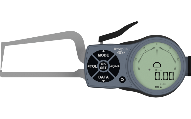 Kroeplin Digital Tube Wall Caliper Gauge 0-20mm, 0.001mm K2R20S