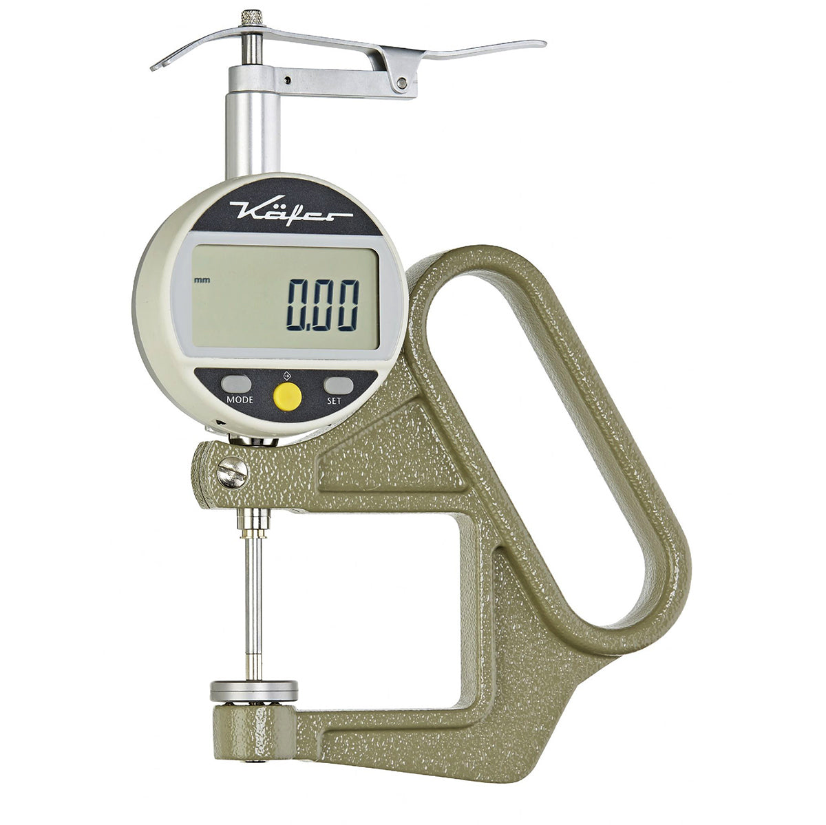KAFER Digital Thickness Gauge JD 50/25 with Lifting Device - Reading: 0.01 mm 50mm throat