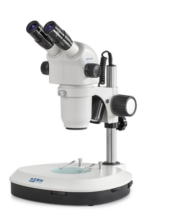 Kern OZP 556 Stereo Zoom Microscopes Binnocular HWF Eyepiece 10× , 0.6 - 5.5X, 3W LED, Incident/Transmitted