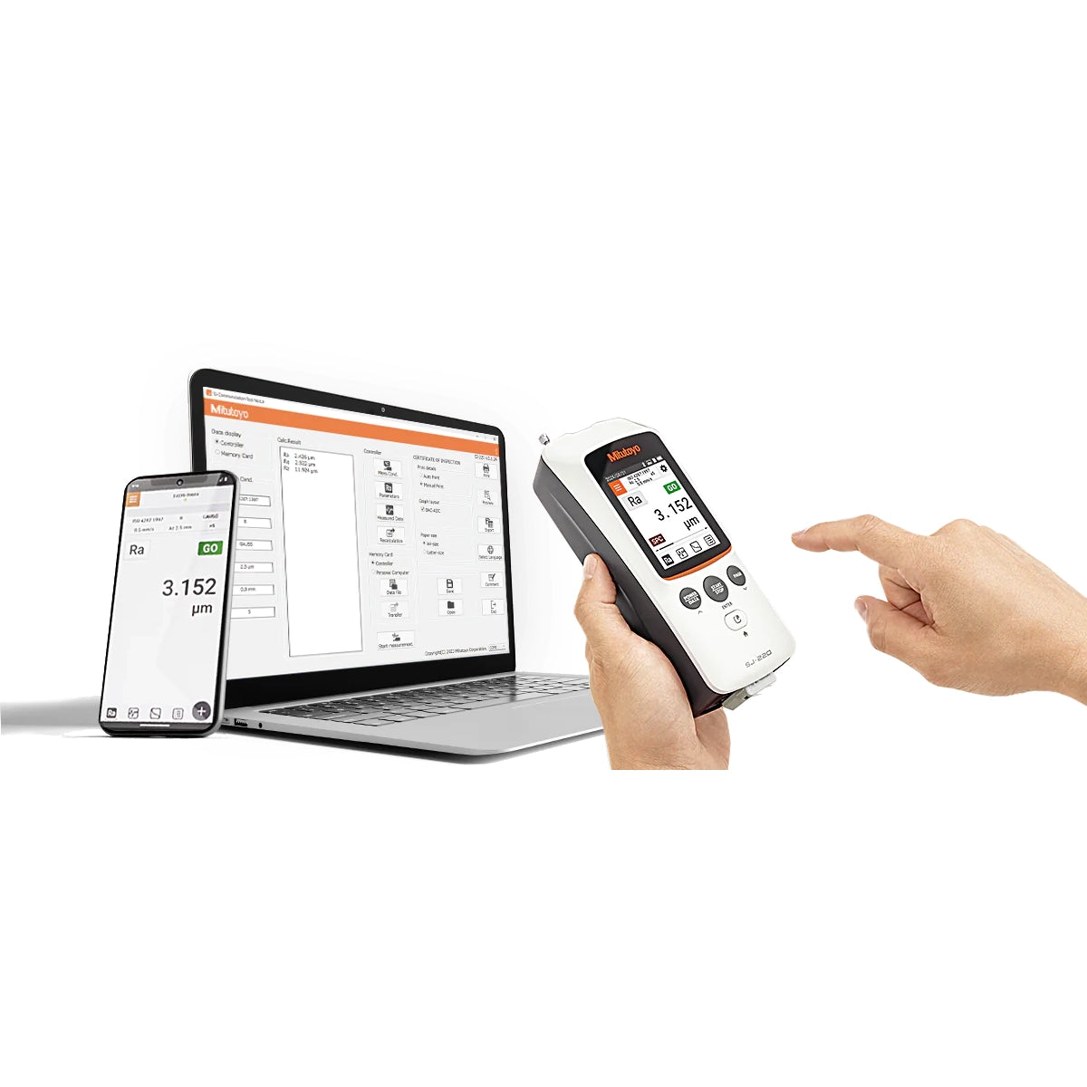 Mitutoyo 178-746-13 SJ-220S Portable Surface Roughness Tester, Transverse Drive, Stylus Tip Angle 90°, Radius 5μm, Imperial / Metric, Range X-Axis: .22"/5.6mm