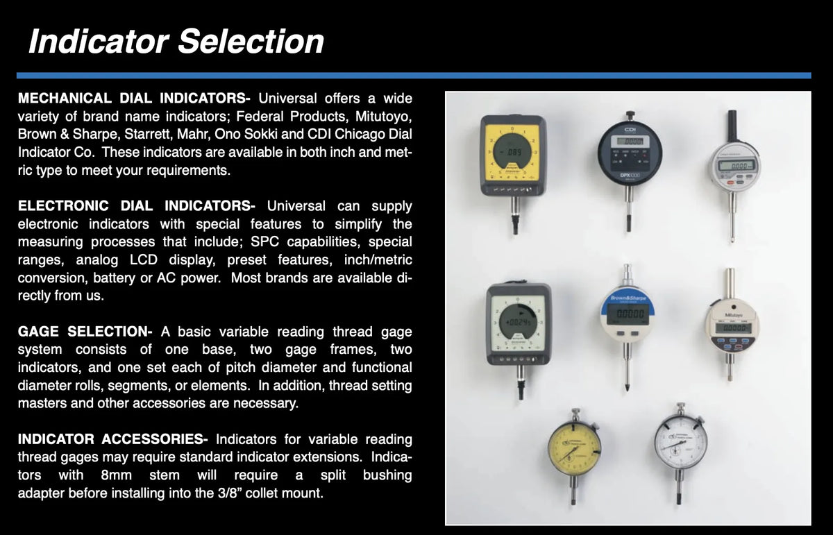 Universal Punch 3 Roll Comparator, #12000 3-Point Thread Fixtures