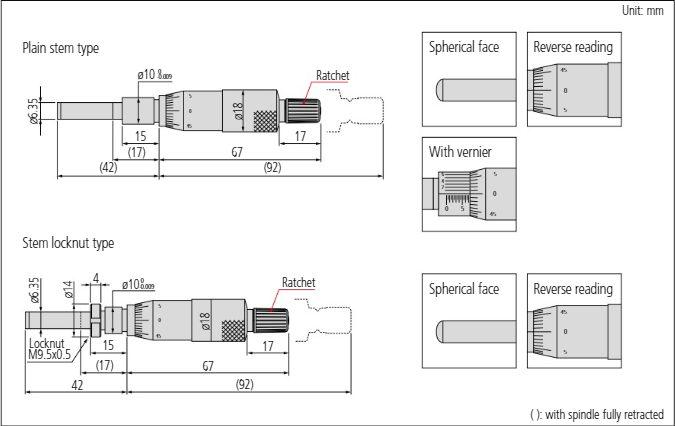 Micrometer Head, Medium-sized Standard 0-1", Clamp Nut, Reverse Reading 150-832