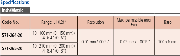 Mitutoyo Digital ABS Depth Caliper IP67, Hook Type Inch/Metric, 0-6"/0-150mm 571-264-20