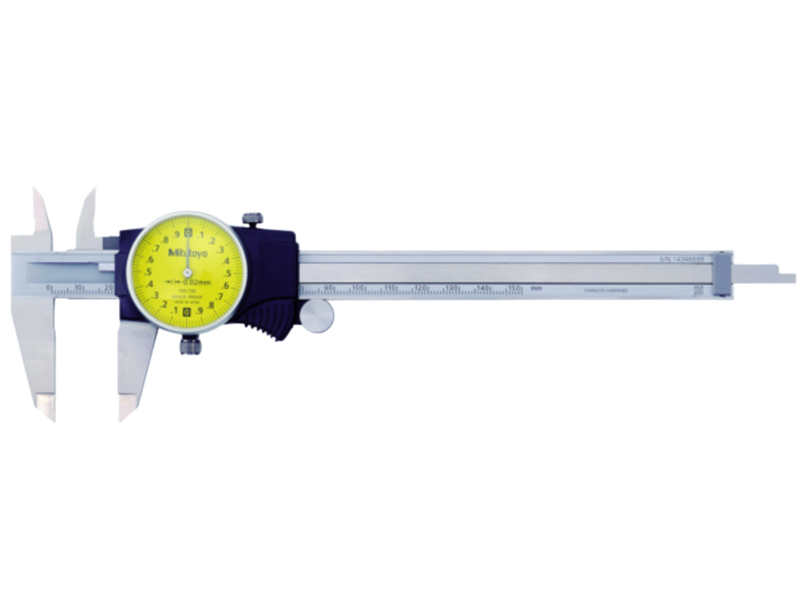 Mitutoyo Dial Caliper 0-150mm, 0.01mm, 1mm/rev, Metric 505-732