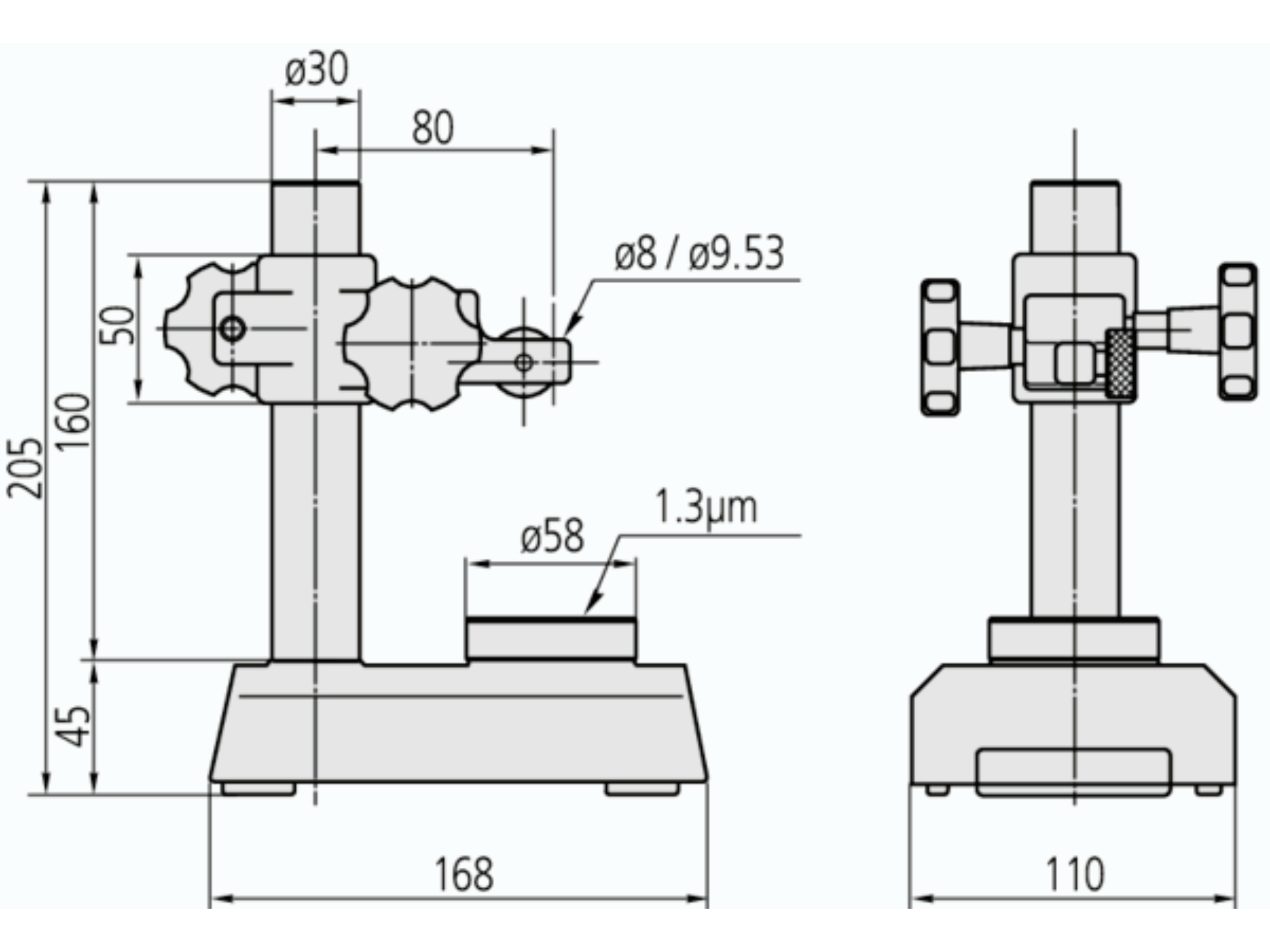 Gauge Stand with Hardened Steel Anvil, D=58mm Flat Anvil 7002-10