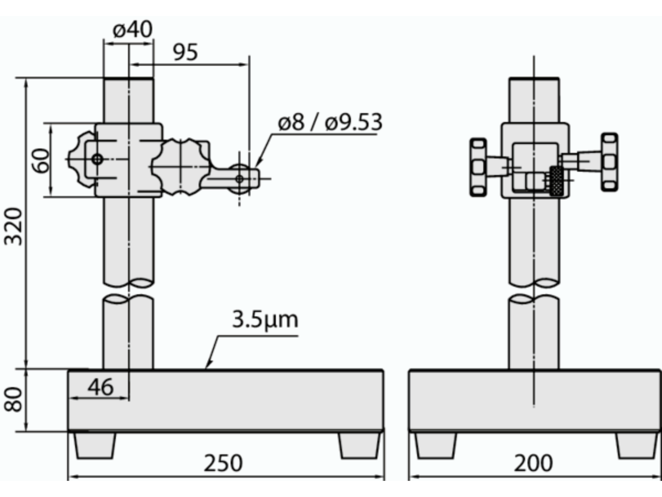 Gauge Stand with Granite Base 200x250mm 215-153-10