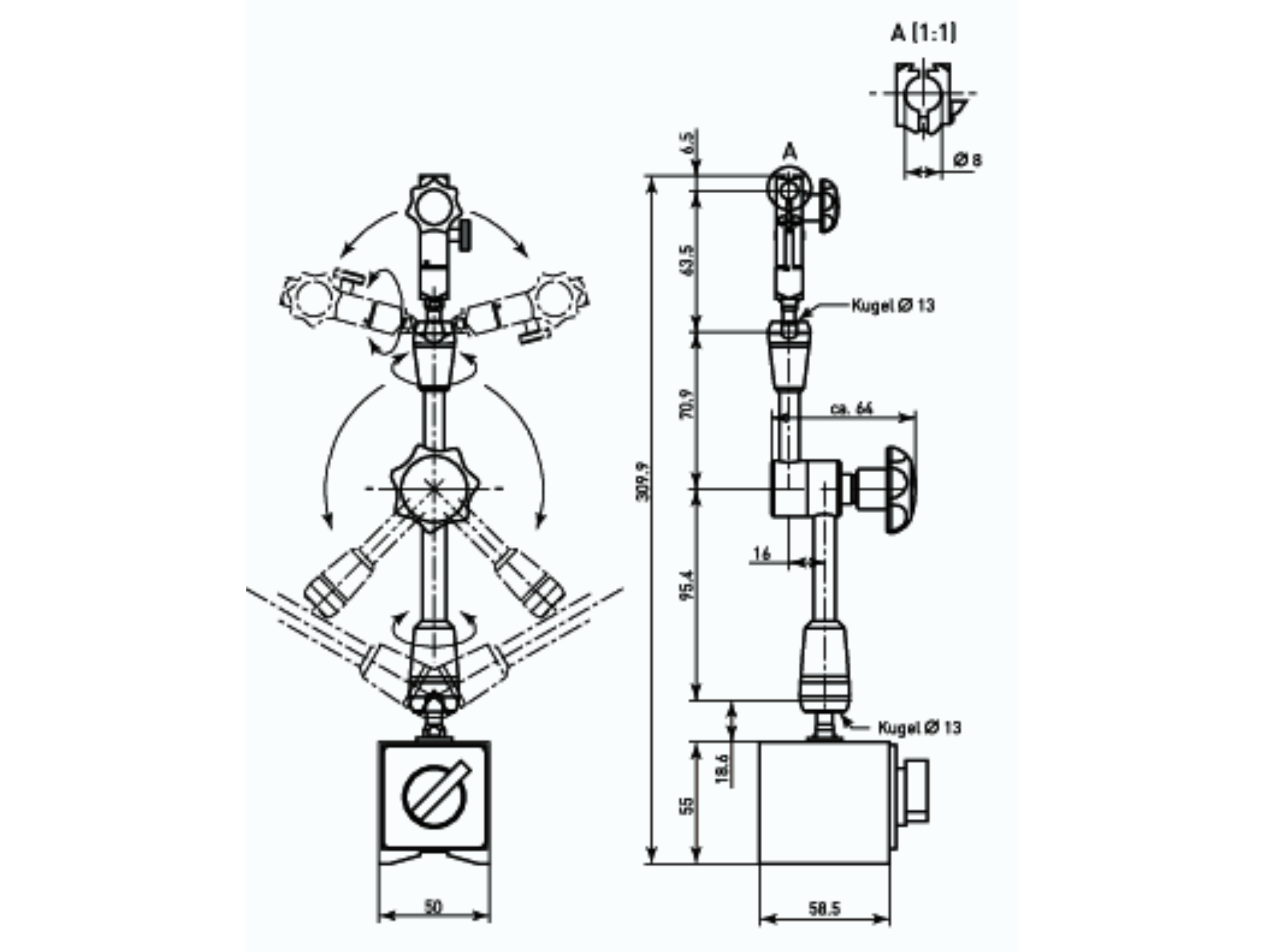 Jointed Magnetic Stand 200mm Working Radius