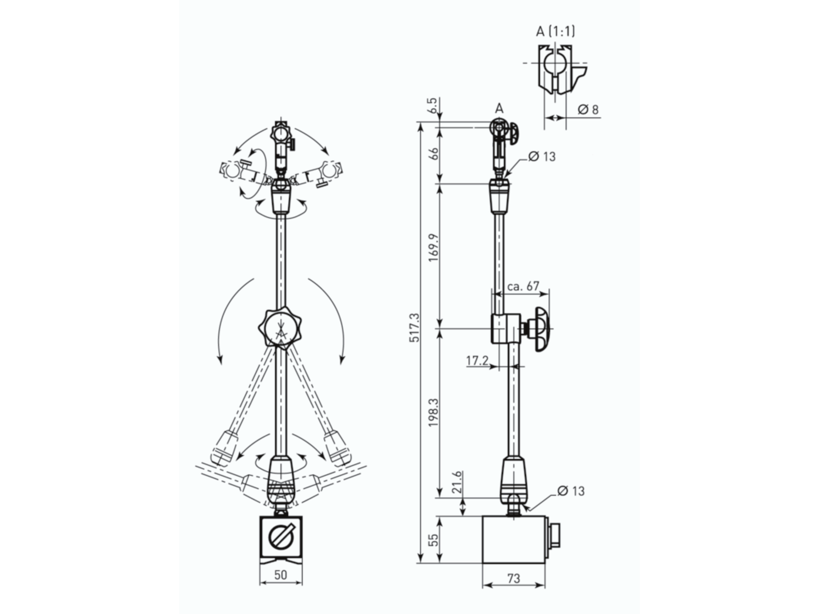 Mitutoyo Jointed Magnetic Stand 400mm Working Radius 011360