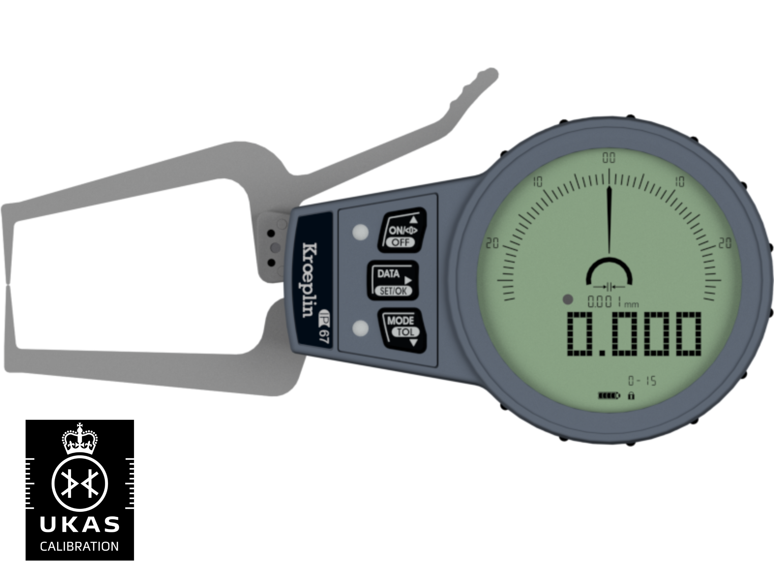 Kroeplin Digital External Caliper Gauge 0-15mm, 0.001mm