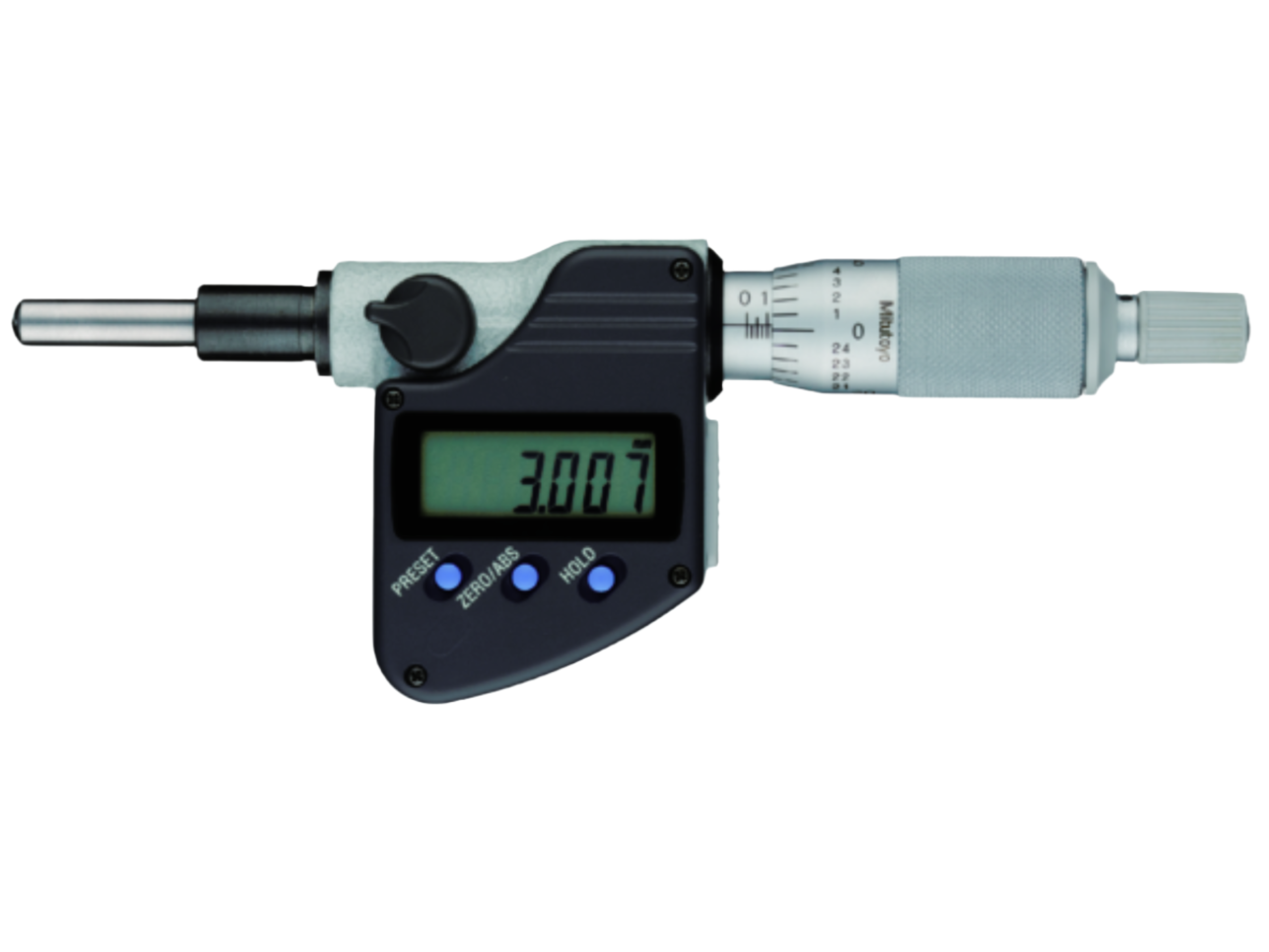 Mitutoyo Digital Micrometer Head 0-25mm, SR4 Spindle, 10mm Plain Stem 350-253-30