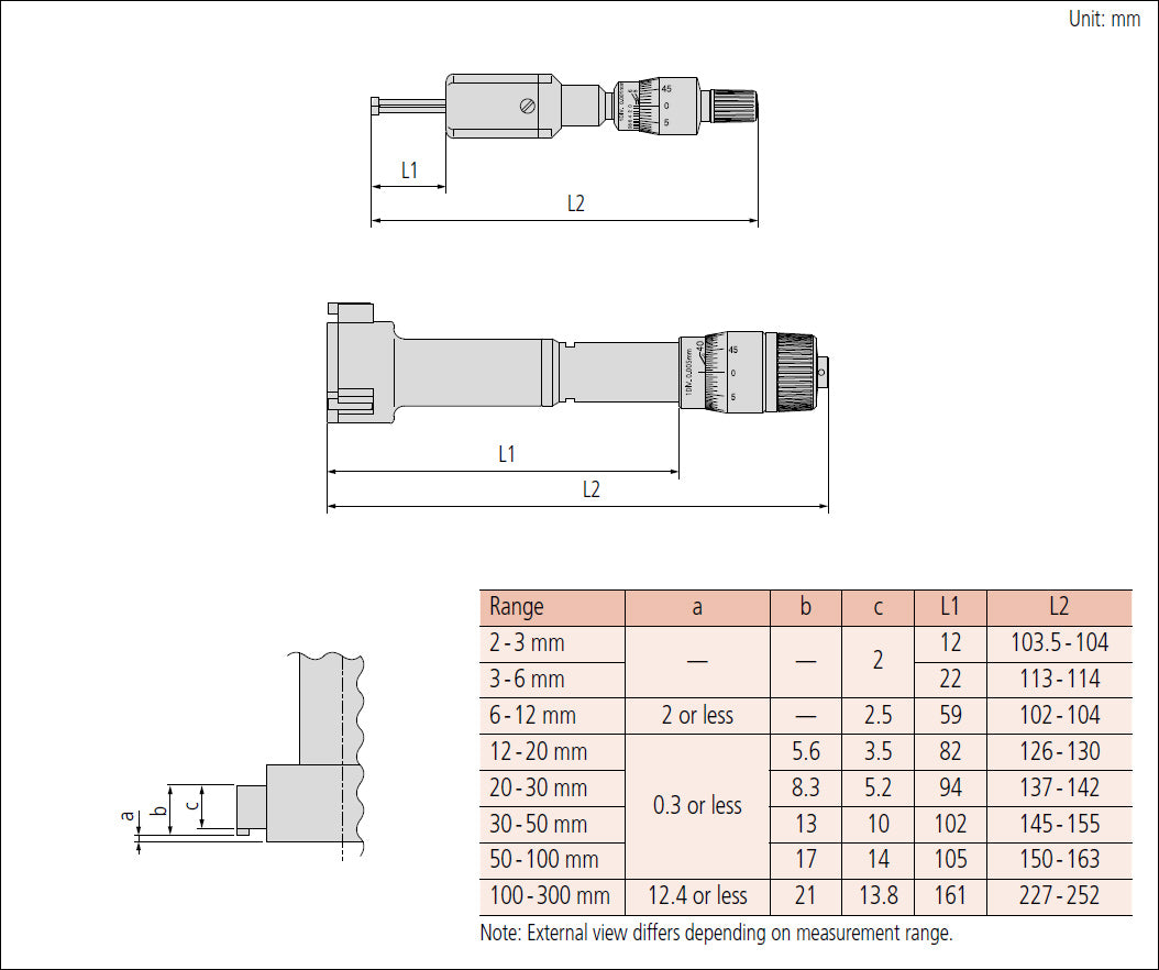 Mitutoyo 2-Point Internal Micrometer Holtest 2-2.5mm 368-001