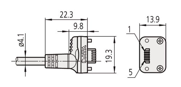 U-WAVE Connection Cable A, Footswitch with Data Button IP Caliper Type 02AZE140A