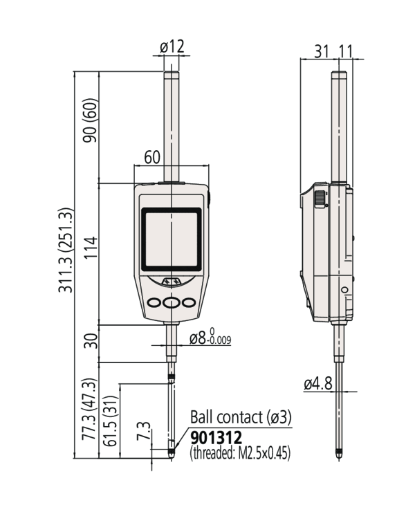 Digital Indicator ID-H, CEE AC-Adapter 30,4mm, 0,0005mm Item number: 543-561D
