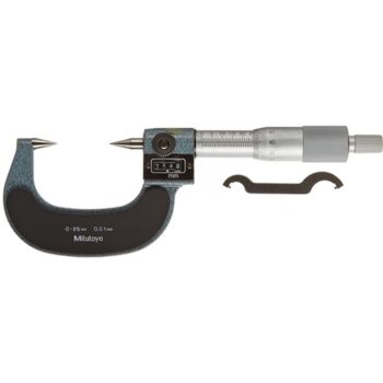 Mitutoyo Digit Outside Point Micrometer with Hardened Tip 0-25mm x .01mm, 30° Tip 142-201