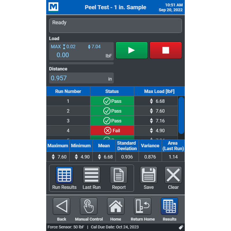 Mark-10 Series F + EasyMESUR® Tension / Compression Force Tester 500 lbF / 2.2 kN F505-EMU