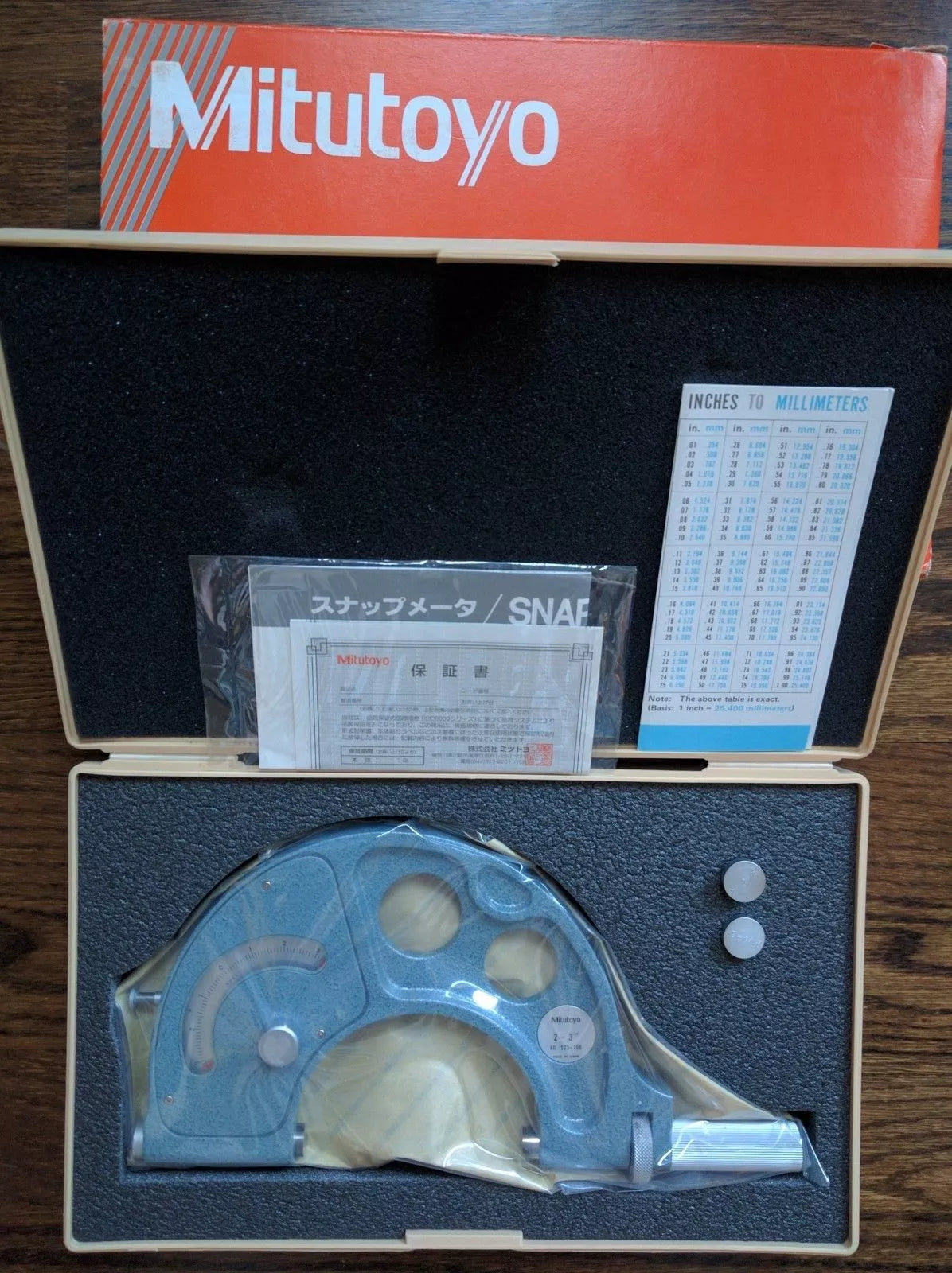 Mitutoyo Snap Meter 523-109 2-3'' .0001''