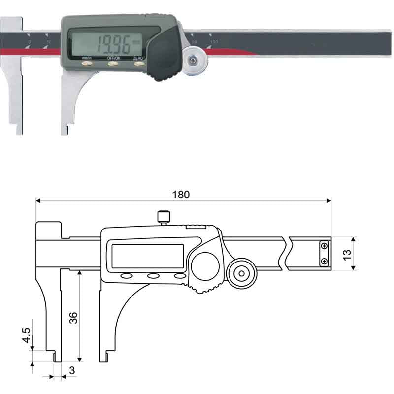 Inspec Digital Caliper (with Thumb Roller) 0-100mm/0-4" 111-245