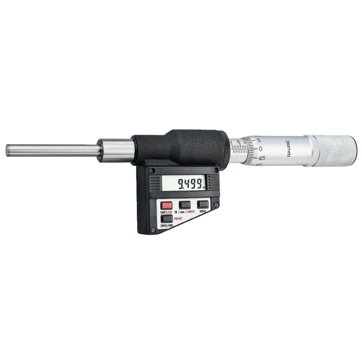 Starrett 762MEXFL-50 Digital Micrometer Head, 0-50mm Range, Accuracy.002mm, Friction Sleeve, Safety Nut, Carbide Face