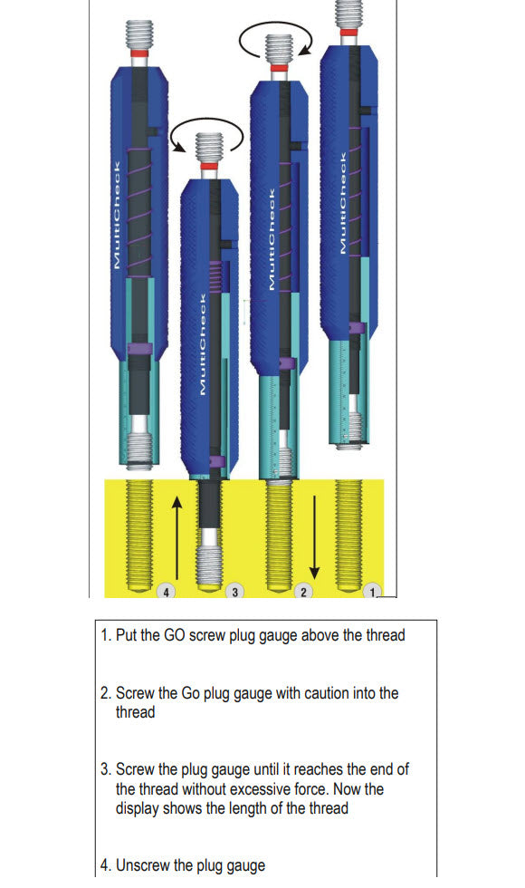 MultiCheck Go No Go thread gauges measuring both thread quality and thread depth 590035, M2 x0.4 Grad 0.5mm