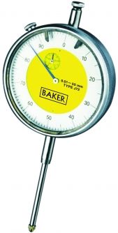 Baker (Mercer Style) Plunger indicator K08, Range 25mm, Graduation .01mm, Reading 0-100