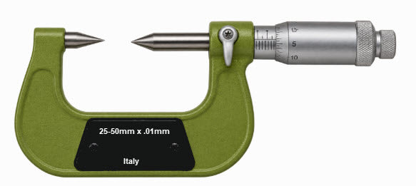 Borletti Micrometer manufactured in Italy P-MAS-TV2 Pointed 20 degree 25-50mm graduation .01mm