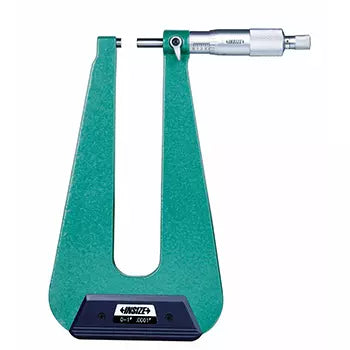 Insize Sheet Metal Micrometer, Type A, 0.01mm Graduation, 0-25mm Flat Anvil Flat spindle, 150mm Throat depth 3239-253