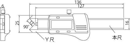 Naito CR0508 Digital Chamfer / Radius Gauge Digital gauge for a 45 degree chamfer offset, corner radius corner or cylinder