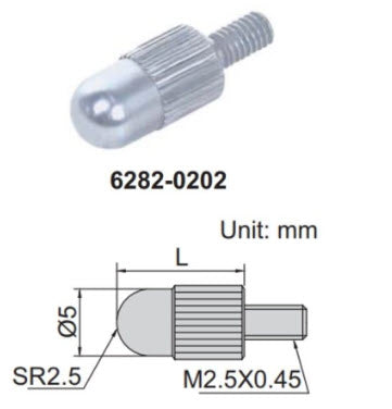 INSIZE Ball Contact Points Product Code: 6282-0202 CarbideØ3mm x L 5mm Thread M2.5 x .45