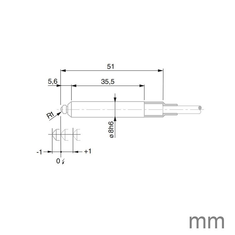 TESA 03230035 GT43 Probe Miniature ± 1mm 0.4N