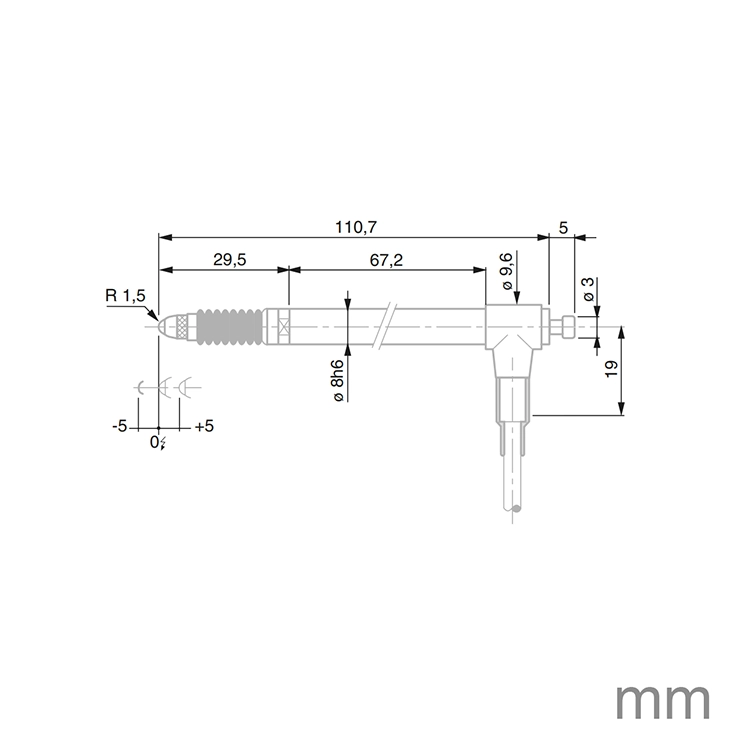 TESA 03230055 GT622 Probe Pneumatic ± 5mm 2N