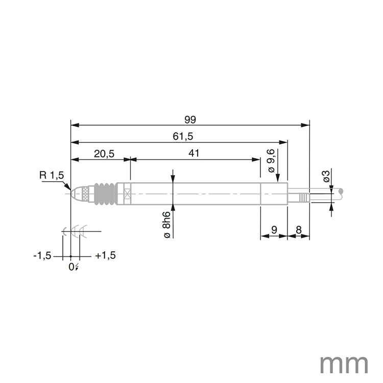 TESA 03230060 GTL212 Probe Pneumatic Linearized ± 1.5mm 1.2N