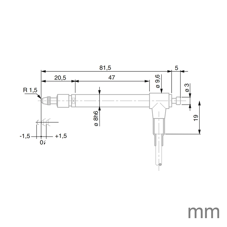 TESA 03230063 GTL222-A Probe Pneumatic Linearized ± 1.5mm 0.2N