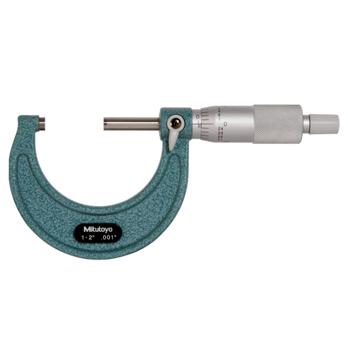 Mitutoyo Imperial Analogue Outside Micrometer 1-2", Ratchet Stop 101-106 x .0001" chrome body