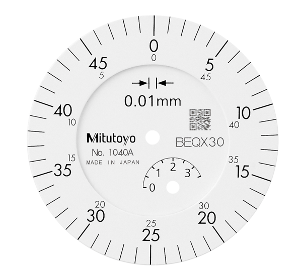 Dial Gauge, Flat Back, ISO Type 3,5mm, 0,01mm 1040AB