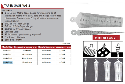 WG-21-4 Taper Gage 45-60mm