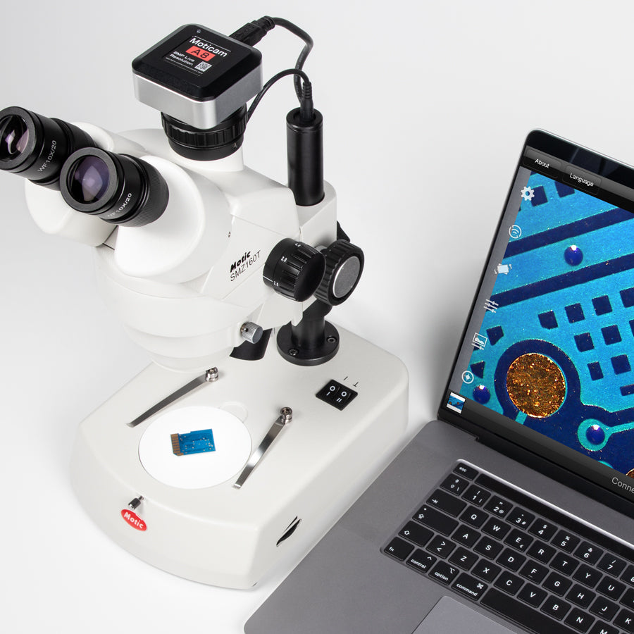 SMZ-160-TLED Trinocular Microscope 7.5X-45X with 10x Eyepiece Part no. 1100201300181 45º inclined