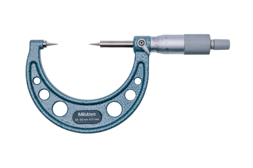 Point Micrometer with Carbide Tip 25-50mm, 15° Tip 112-166