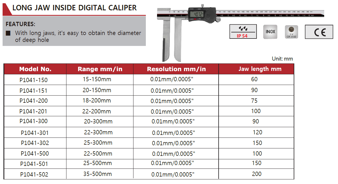 P1041-150 Long Jaw Inside Caliper Jaw Size 60mm