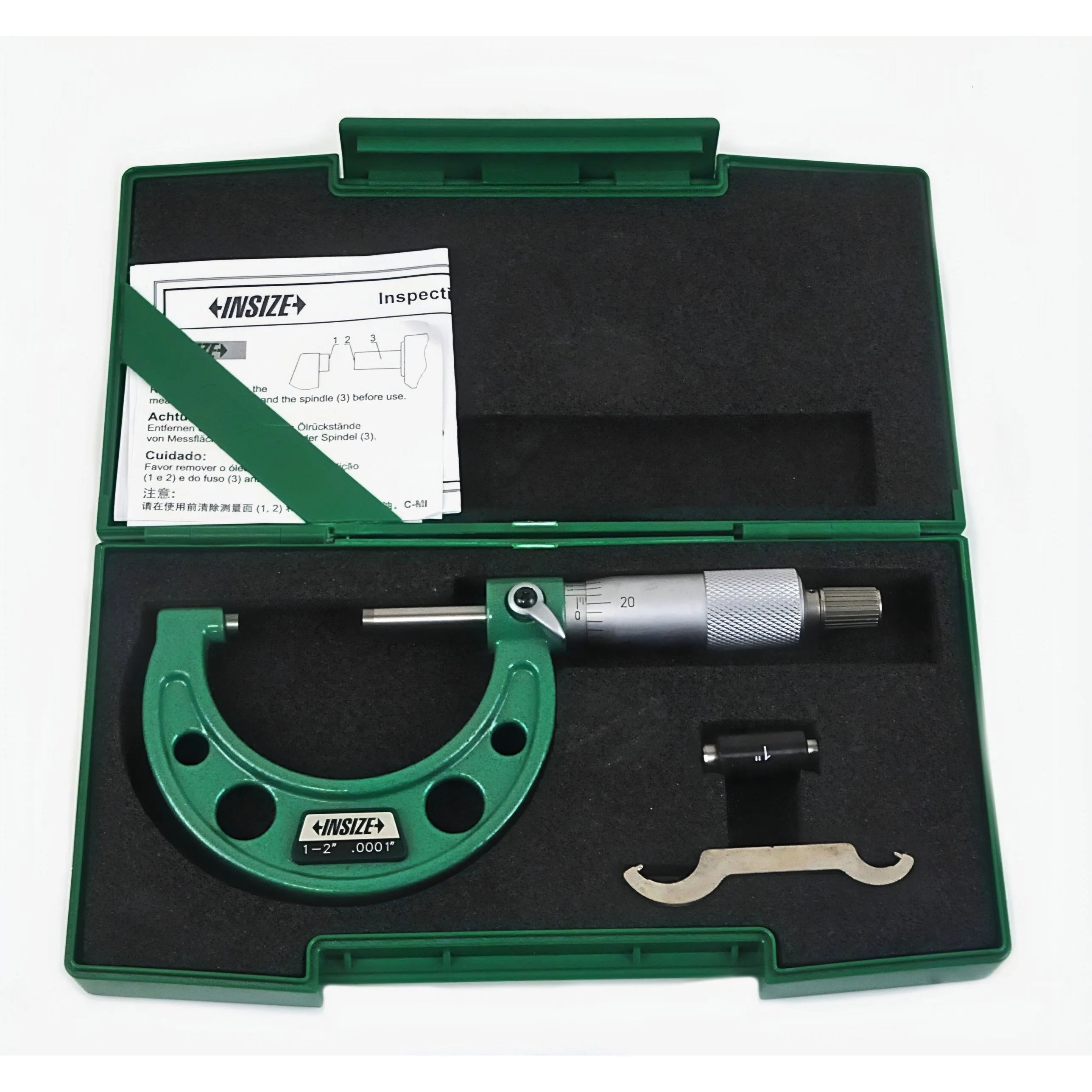 Insize Mechanical micrometers with heat shield 1-2" x.0001", 3202-2