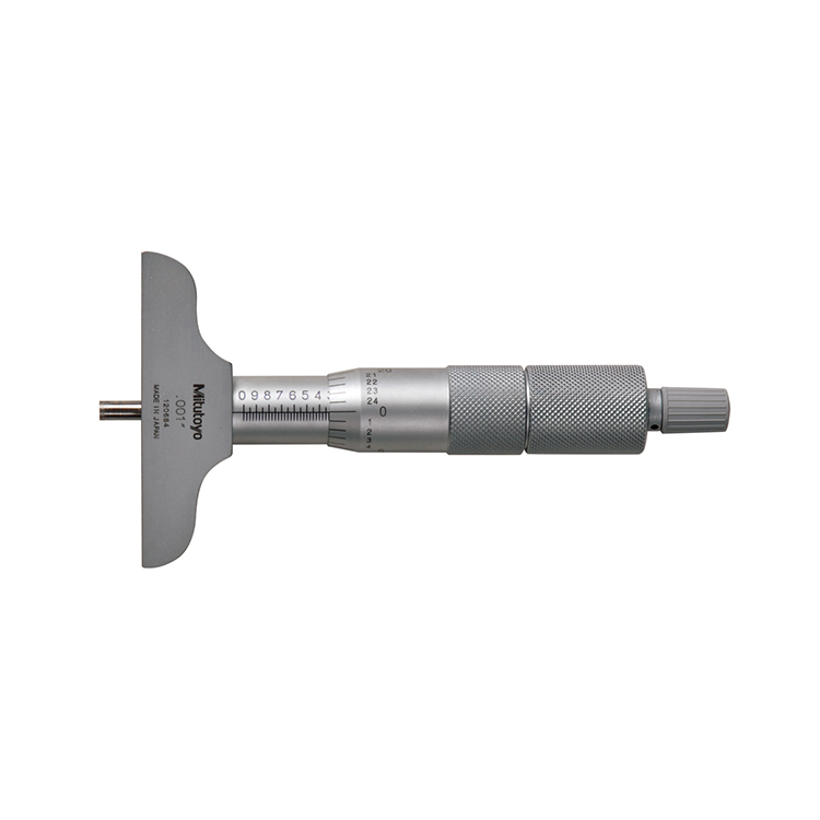 Mitutoyo Depth Micrometer, Interchangeable Rods 0-6", 2,5" Base 129-128